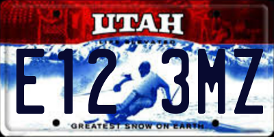 UT license plate E123MZ