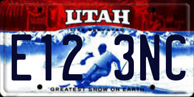 UT license plate E123NC