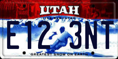 UT license plate E123NT
