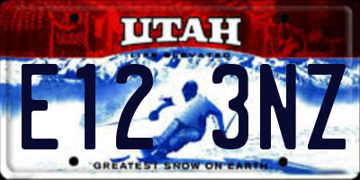 UT license plate E123NZ