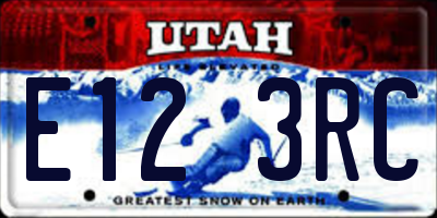 UT license plate E123RC
