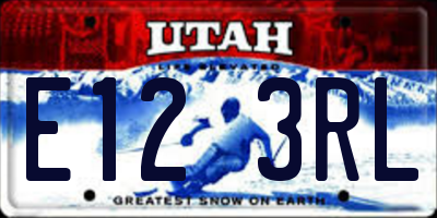 UT license plate E123RL