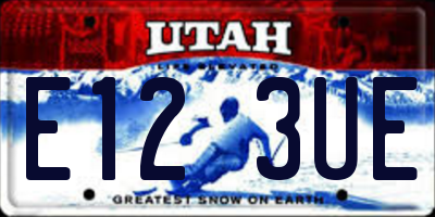UT license plate E123UE