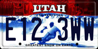 UT license plate E123WW