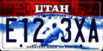 UT license plate E123XA