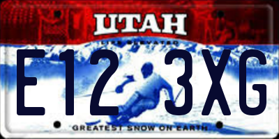 UT license plate E123XG