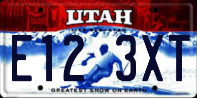 UT license plate E123XT