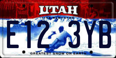 UT license plate E123YB