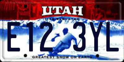 UT license plate E123YL