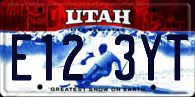 UT license plate E123YT