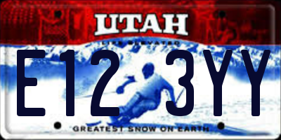 UT license plate E123YY