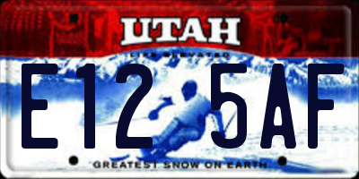 UT license plate E125AF