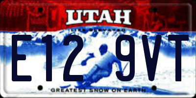 UT license plate E129VT