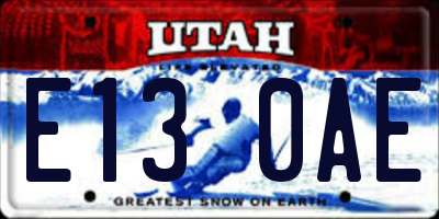UT license plate E130AE