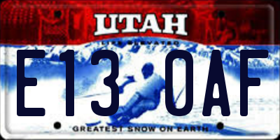 UT license plate E130AF