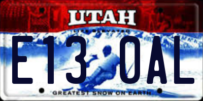 UT license plate E130AL