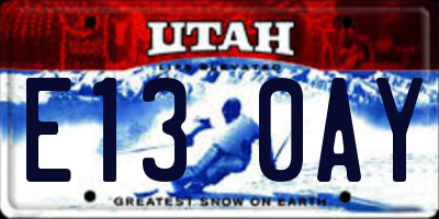 UT license plate E130AY