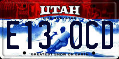 UT license plate E130CD