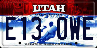 UT license plate E130WE