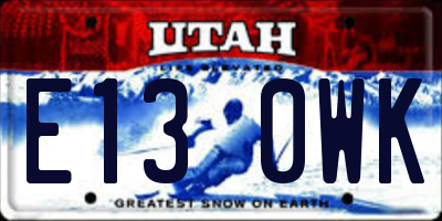 UT license plate E130WK