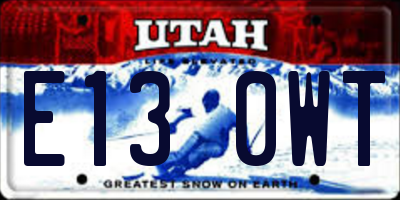 UT license plate E130WT
