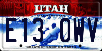 UT license plate E130WV