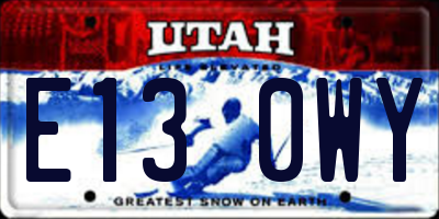 UT license plate E130WY