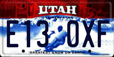 UT license plate E130XF