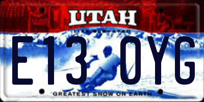 UT license plate E130YG