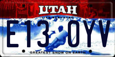 UT license plate E130YV