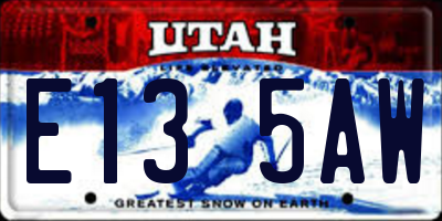 UT license plate E135AW