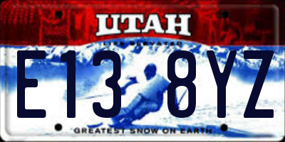 UT license plate E138YZ