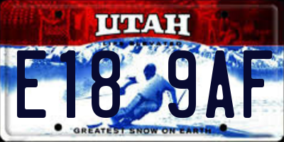 UT license plate E189AF