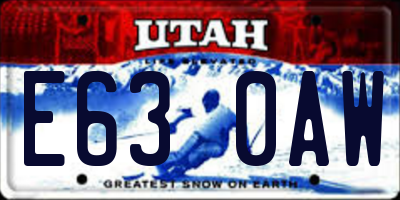 UT license plate E630AW