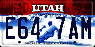 UT license plate E647AM