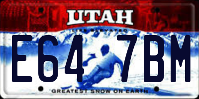 UT license plate E647BM