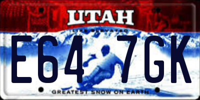 UT license plate E647GK