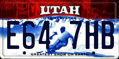 UT license plate E647HB