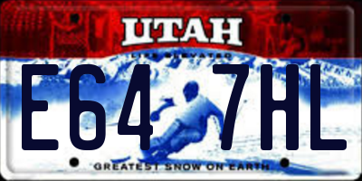 UT license plate E647HL