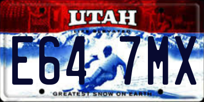 UT license plate E647MX