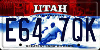 UT license plate E647QK