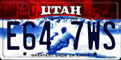 UT license plate E647WS