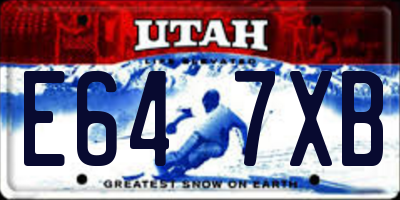 UT license plate E647XB