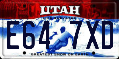 UT license plate E647XD
