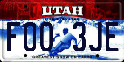 UT license plate F003JE