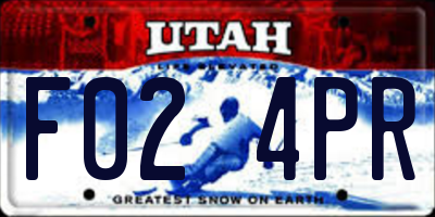 UT license plate F024PR
