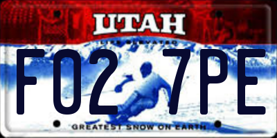 UT license plate F027PE