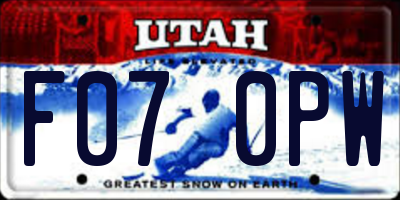 UT license plate F070PW
