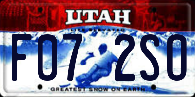 UT license plate F072SO