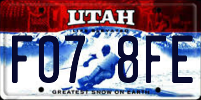 UT license plate F078FE